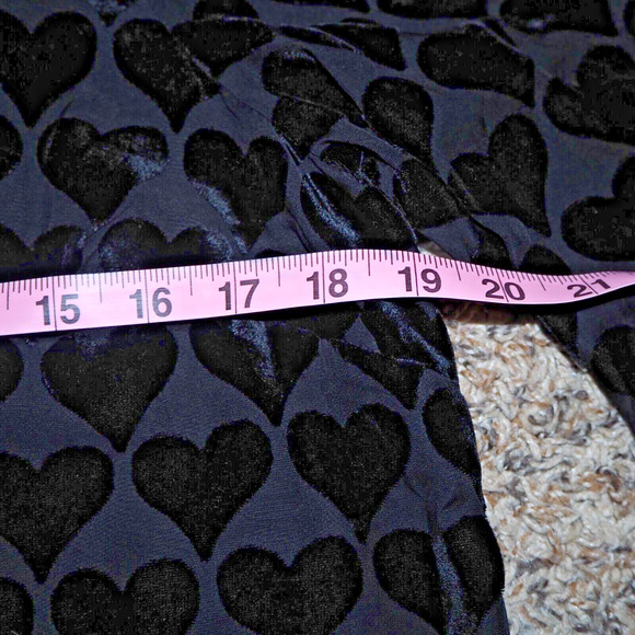 TALBOTS Black Velvet Burnout Hearts Blouson Top Size L Sheer Overlay Blouse - Picture 9 of 12